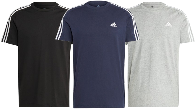 Adidas Mens Single Jersey 3 Stripes Tee