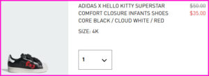 Adidas X Hello Kitty Superstar Shoes Checkout Screen