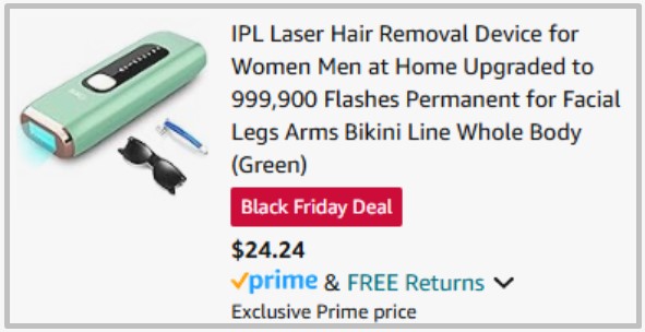 Amazon IPL Hair Removal Device Checkout Screenshot