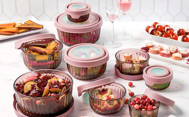 Anchor Hocking TrueSeal 18 piece Sculpted Round Glass Storage Set