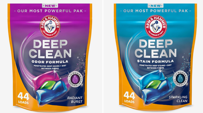 Arm Hammer Deep Clean Odor Formula 44 Count Pods and Arm Hammer Deep Clean Stain Formula 44 Count Pods