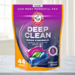 Arm Hammer Deep Clean Odor Formula 44 Count Pods on a Table