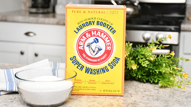 Arm & Hammer Super Washing Soda on a Table