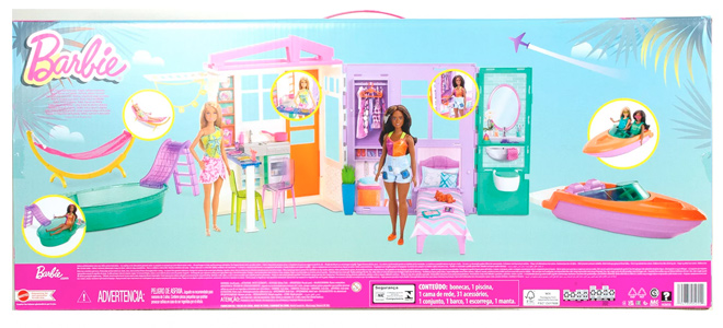 Barbie Beach House Bundle with 2 Dolls and Accessories