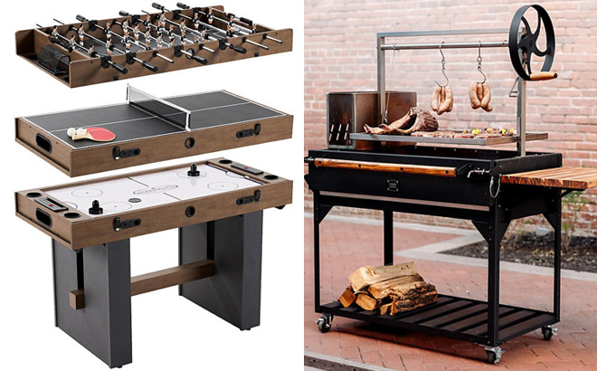 Barrington Urban Combo Game Table and Backyard Discovery Santa Maria BBQ Grill