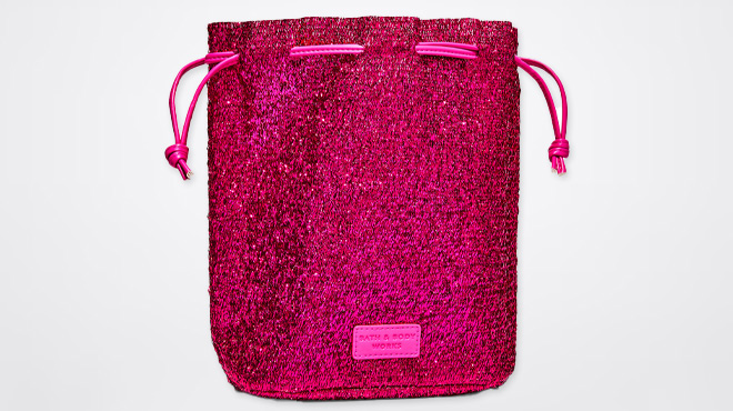 Bath & Body Works Pink Tinsel Cinch Gift Bag