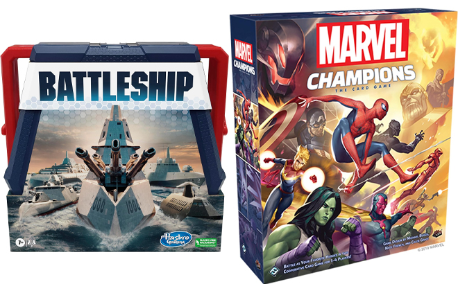 Battleship Classic Board Game and Marvel Champions The Card Game