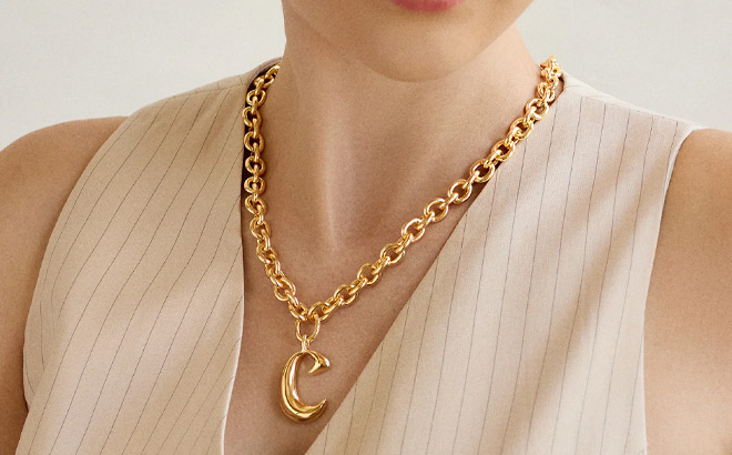 BaubleBar Chunky Chain Initial Necklace