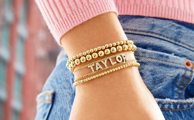 BaubleBar Custom Gold Nameplate Tennis Bracelet