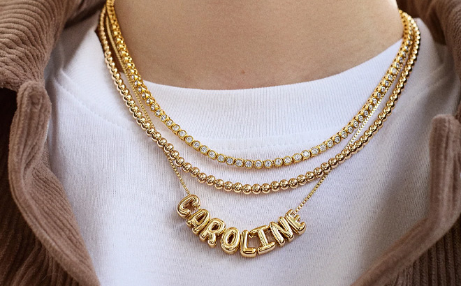 BaubleBar Mini Custom Bubble Letter Necklace