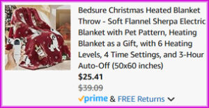 Bedsure Christmas Heated Blanket Checkout Screen