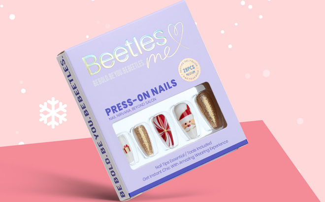 Beetles 28 Piece Christmas Press On Nails