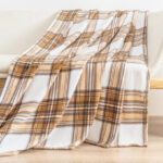 Big Lots All Under 5 Brown Plaid Plush Throw Blanket