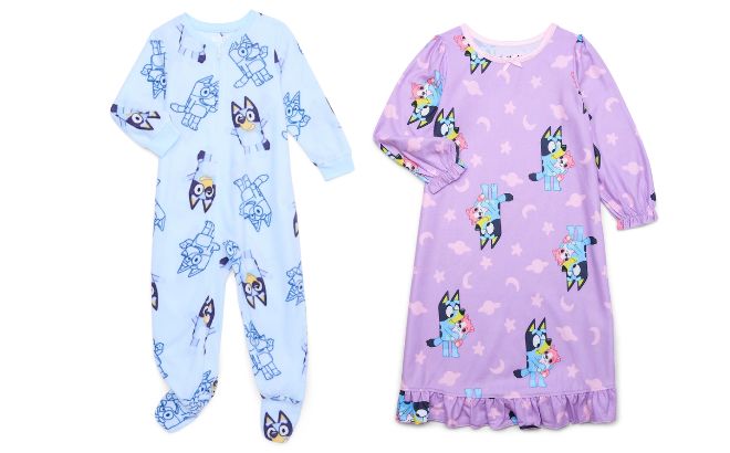 Bluey Baby Boys and Toddler Boys Blanket Sleeper Pajama and Bluey Toddler Girls Sleep Dress