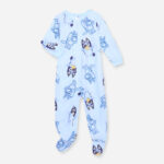 Bluey Baby Boys and Toddler Boys Blanket Sleeper Pajamas on a Light Gray Background