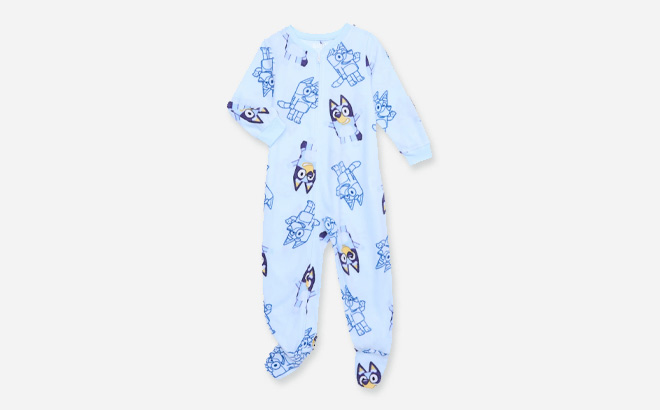 Bluey Baby Boys and Toddler Boys Blanket Sleeper Pajamas on a Light Gray Background