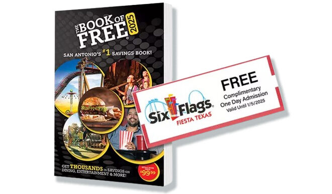 Book of Free One General Admission Ticket to Six Flags Fiesta Texas