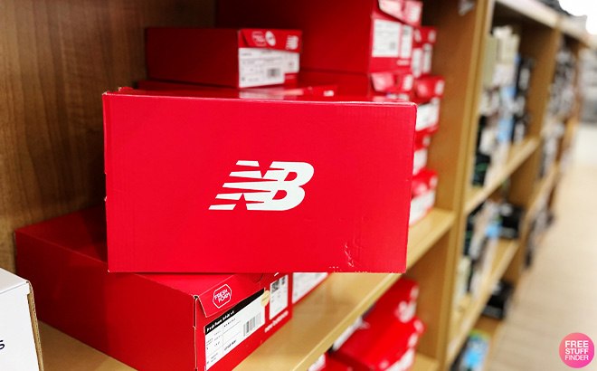 Box with New Balance Shoes