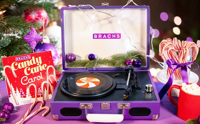 Brachs Candy Cane Carol Vinyl Record plus Peppermint Candy Canes