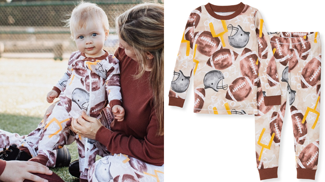 Burts Bees Baby Football Season Organic Baby Pajamas and Burts Bees Baby Football Season Organic Toddler Pajamas