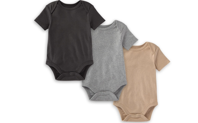 Burts Bees Baby Organic Solid Short Sleeve Bodysuits Set of 3