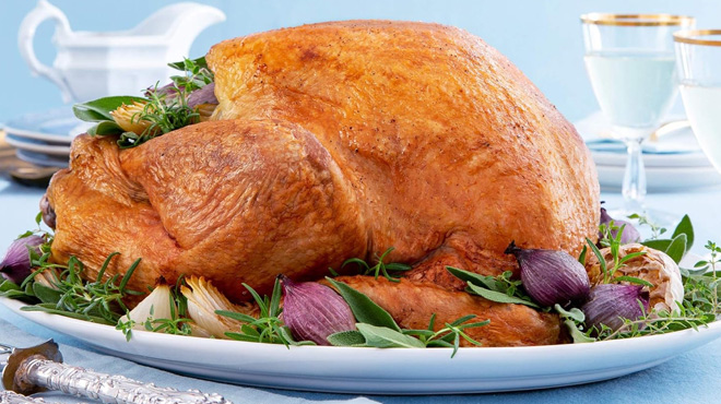 Butterball Frozen Young Turkey on a Serving Plate