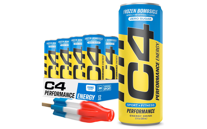 C4 Energy Drink 12oz Pack of 12 Frozen Bombsicle Sugar Free Pre Workout Performance Drink with No Artificial Colors