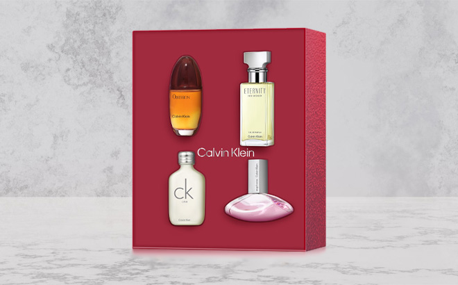 Calvin Klein 4 Pack Fragrance Gift Set on the Table