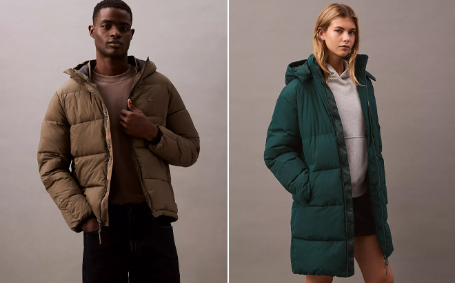 Calvin Klein Classic Puffer Jacket and Heavyweight Relaxed Puffer Jacket