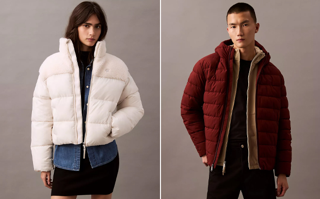 Calvin Klein Classic Sherpa Puffer Jacket and Midweight Packable Coat