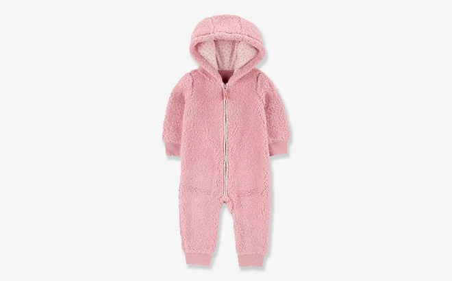 Carters Baby Faux Sherpa Long Sleeve Hooded Jumpsuit