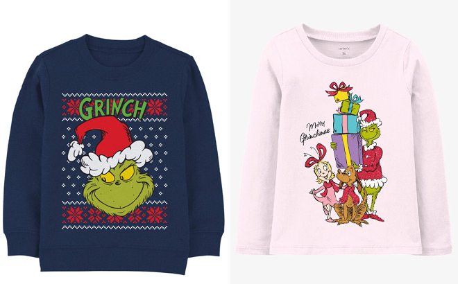 Carters Toddler Grinch Christmas Pullover and Dr Seuss The Grinch Christmas Tee