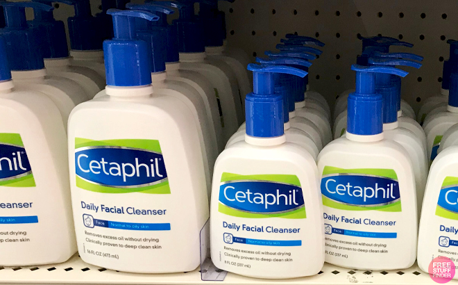 Cetaphil Daily Facial Cleansers on a Shelf