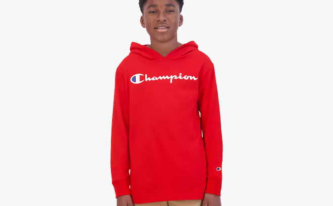 Champion Boys Signature Long Sleeve Hooded Tee