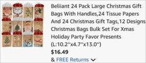 Checkout page of 24 Pack Large Christmas Gift Bags