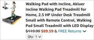 Checkout page of Akluer Walking Pad Treadmill