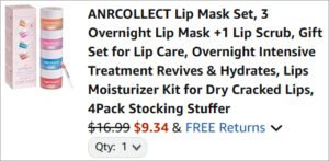 Checkout page of Anrcollect Lip Mask and Scrub 4 Piece Set