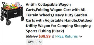 Checkout page of Antifir Collapsible Utility Wagon