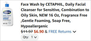 Checkout page of Cetaphil Daily Facial Cleanser 16 oz