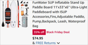 Checkout page of FunWater Inflatable Paddle Board