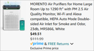 Checkout page of Morento HEPA Air Purifier