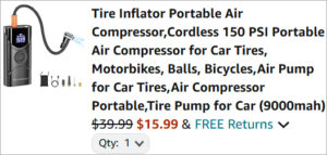 Checkout page of Portable Tire Inflator