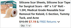 Checkout page of Silicone Scar Tape