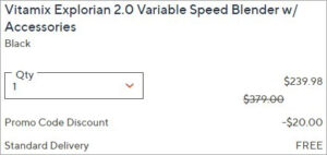 Checkout page of Vitamix Explorian 2 0 Variable Speed Blender