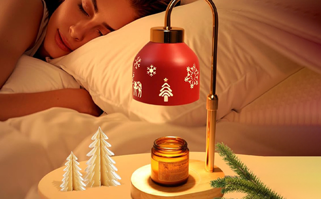 Christmas Candle Warmer Lamp on a Night Stand