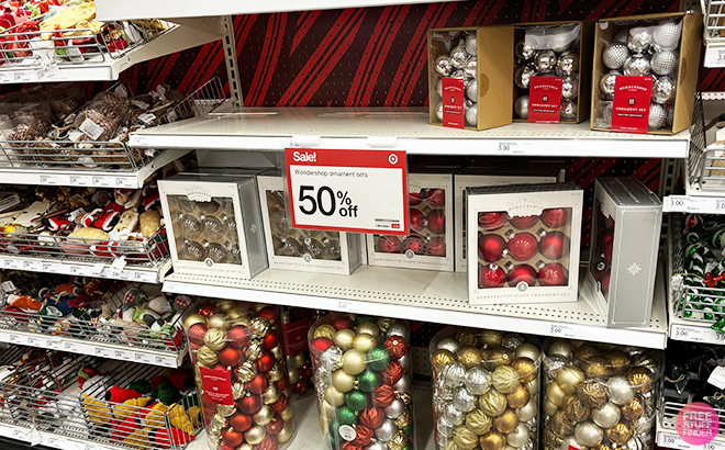 Christmas Decor on Shelves at Target