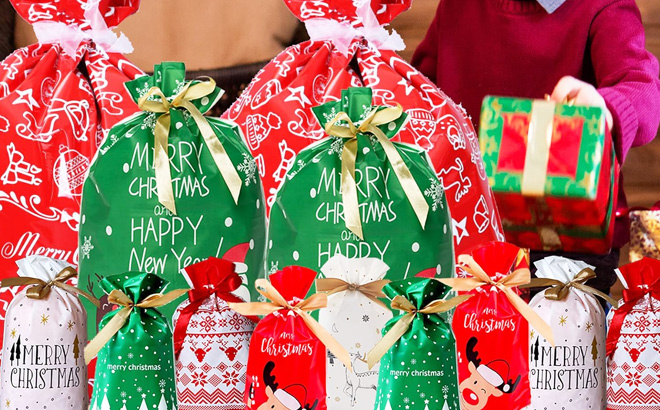 Christmas Drawstring Gift Bags