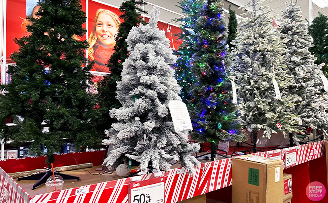 Christmas Tree Display on a Shelf at Target