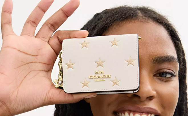 Coach Outlet Boxed Mini Wallet On A Chain With Star Print