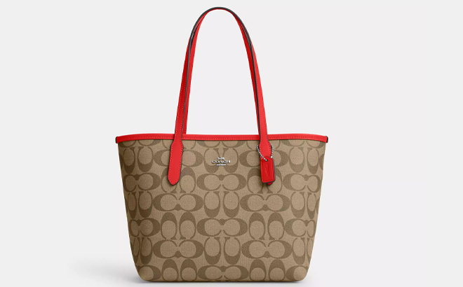 Coach Outlet Small City Tote In Signature Canvas